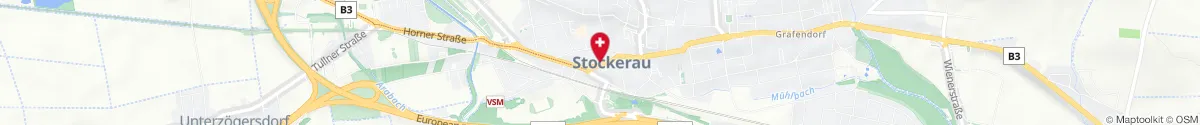 Map representation of the location for Apotheke "Zum göttlichen Heiland" in 2000 Stockerau